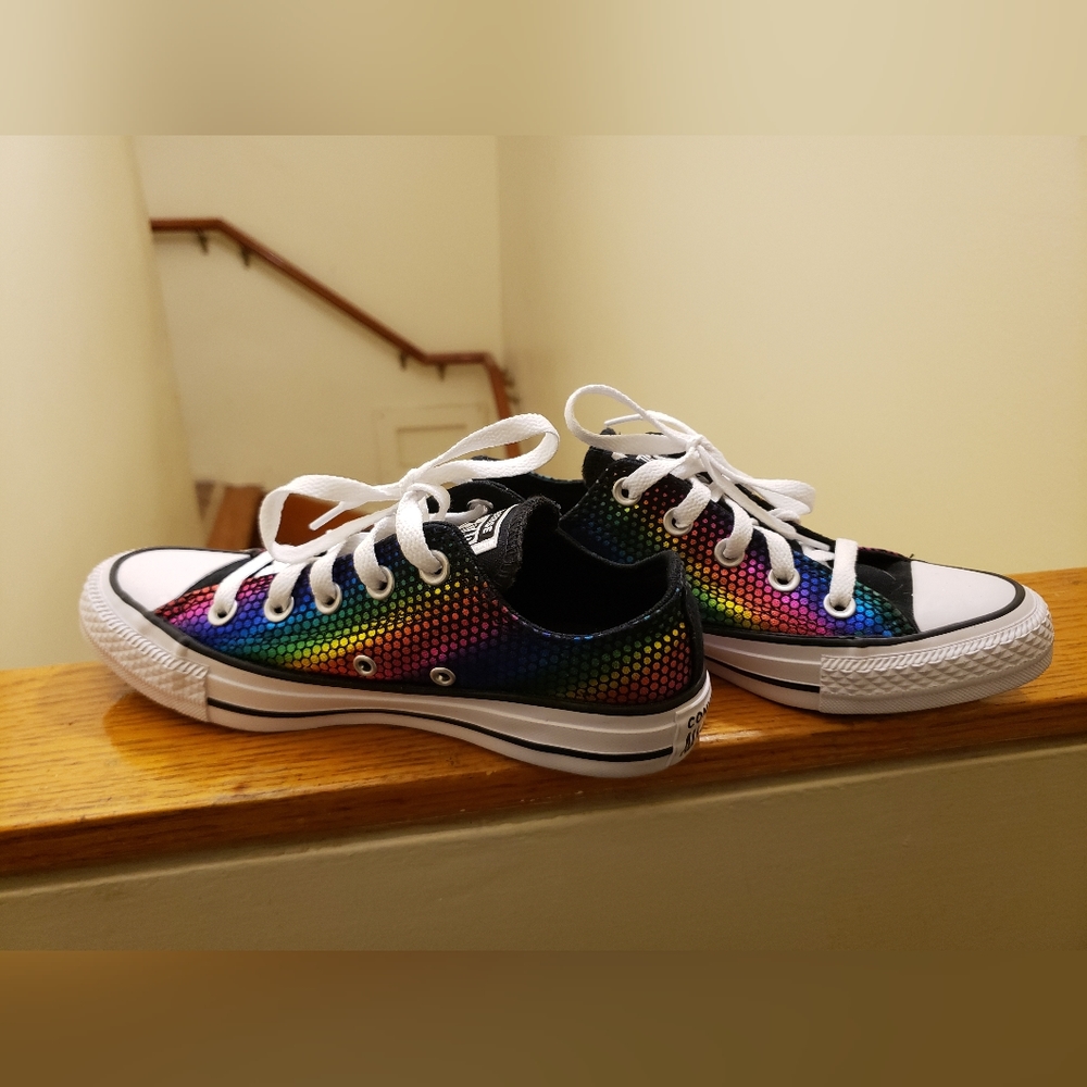 Converse all star holographic rainbow low tops size 5 brand new without tags